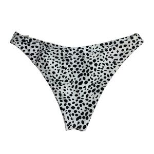 Women's Cheeky Dalmatian Pattern Bikini Bottoms Black/White Size Medium